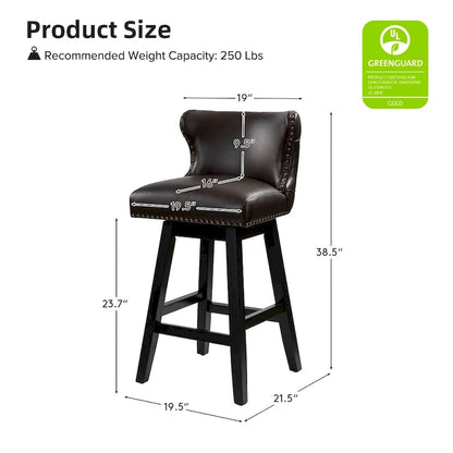 Jordan Traditional Wingback Nailhead Trim Tufted 360-degree Swivel Bar Stool Set of 2 By HULALA HOME - N/A