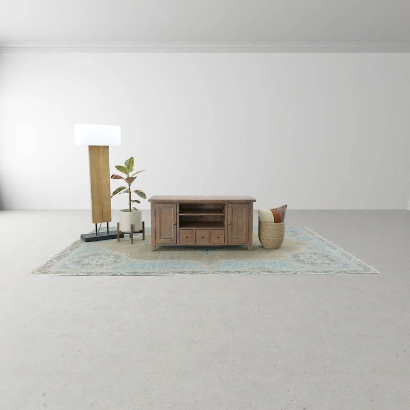 47 Wide Small Media Unit, Light Brown