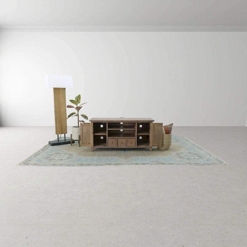 47 Wide Small Media Unit, Light Brown