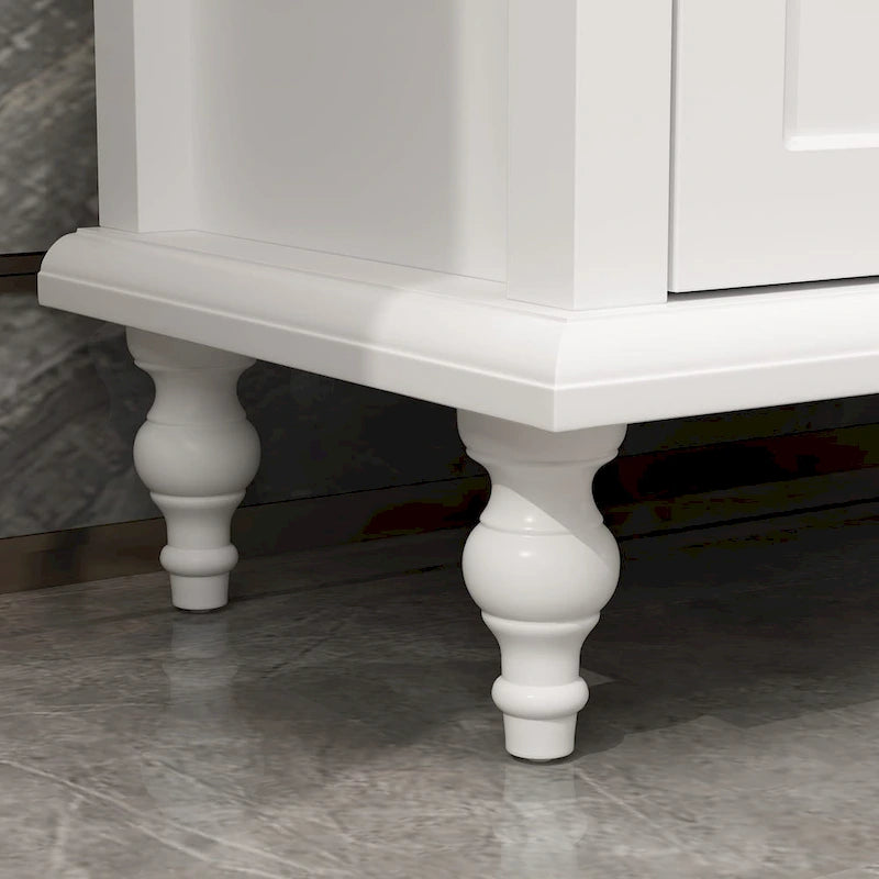 Modern White TV Stand w/Glass Doors and Drawers Entertainment Console - 70.9