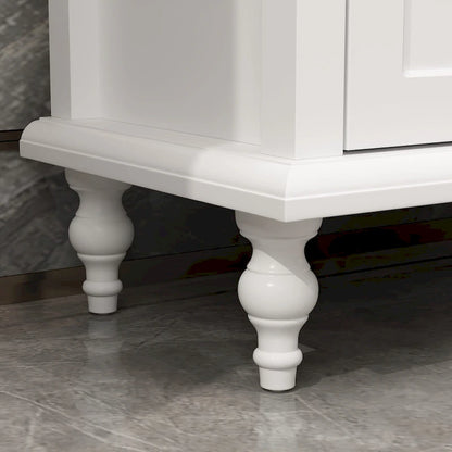 Modern White TV Stand w/Glass Doors and Drawers Entertainment Console - 70.9