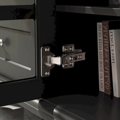 Modern White TV Stand w/Glass Doors and Drawers Entertainment Console - 70.9