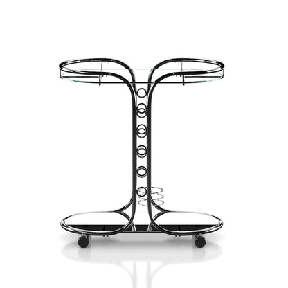 Daxton Modern Chrome Glass Top Serving Cart with Casters by Furniture of America