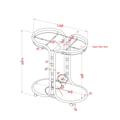 Daxton Modern Chrome Glass Top Serving Cart with Casters by Furniture of America
