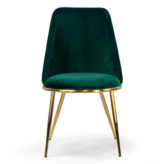 Anzu Glam Green Velvet Dining Chairs with Goldtone Legs (Set of 2)