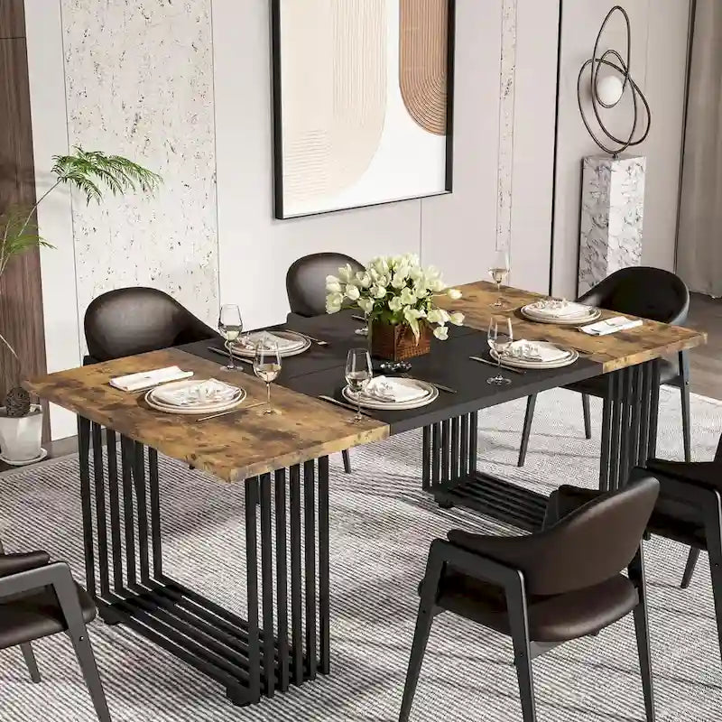 Modern Dining Table for 6-8 People, 70.8 Inch Long White Dining Room