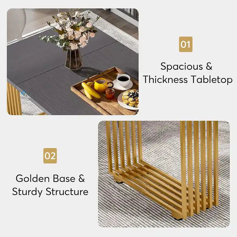 Modern Dining Table for 6-8 People, 70.8 Inch Long White Dining Room