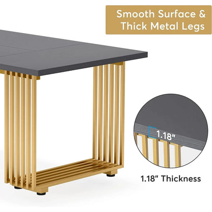 Modern Dining Table for 6-8 People, 70.8 Inch Long White Dining Room