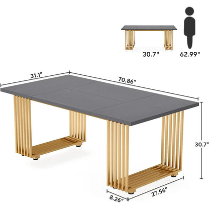Modern Dining Table for 6-8 People, 70.8 Inch Long White Dining Room