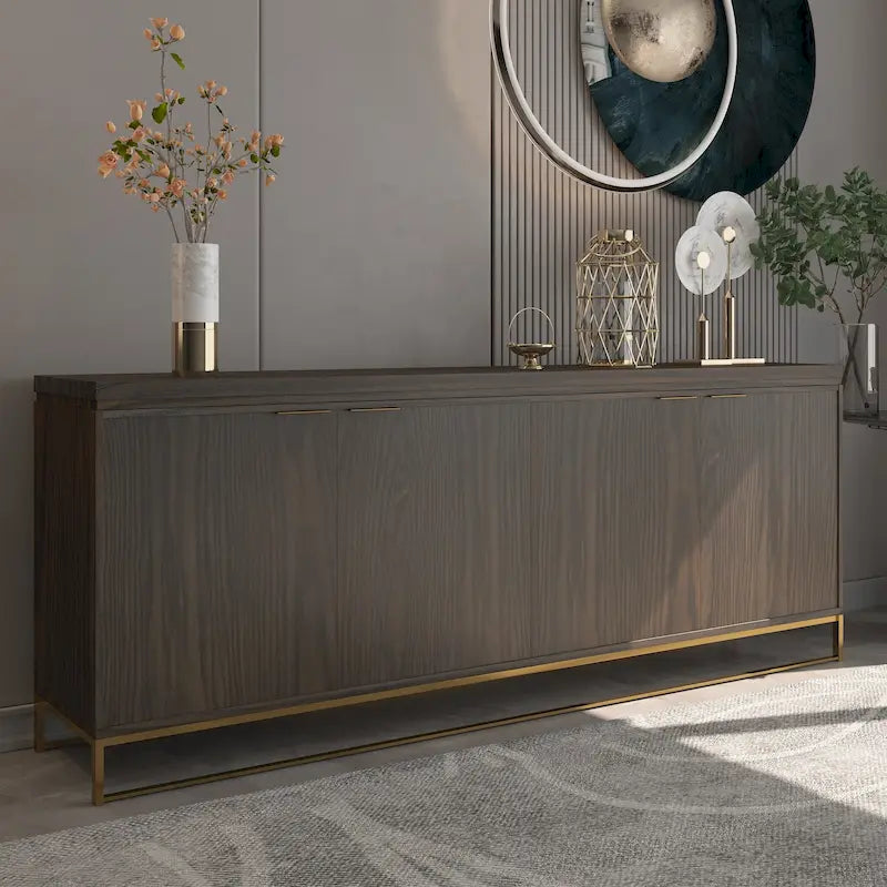 Clihome Furniture Wood 4-Door Accent Cabinet