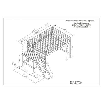 Loft Bed with Platform,ladder