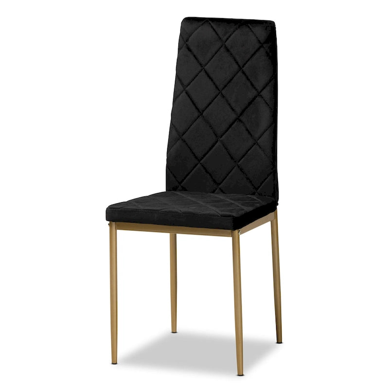 Blaise Modern Luxe and Glam 4-Piece Velvet and Metal Dining Chair Set