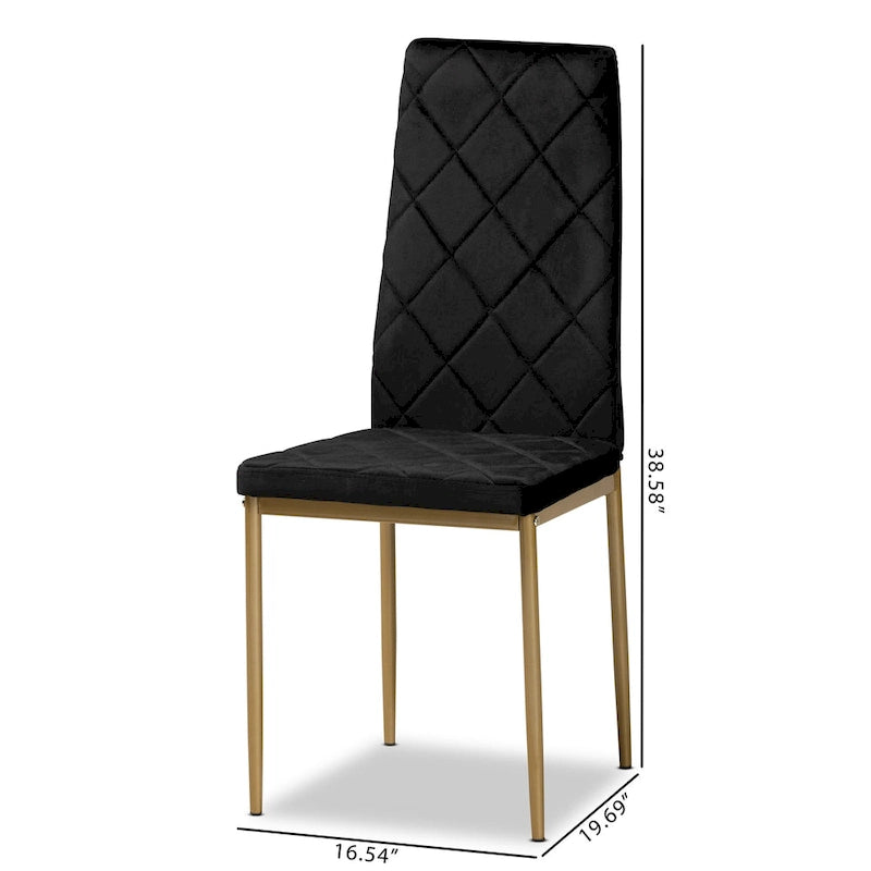 Blaise Modern Luxe and Glam 4-Piece Velvet and Metal Dining Chair Set