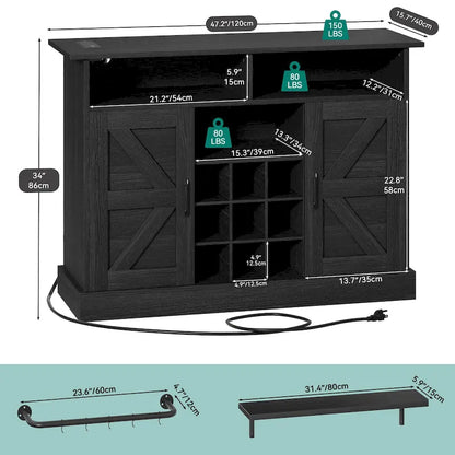 Moasis 52 Buffet Cabinet Farmhouse Coffee Bar Cabinet