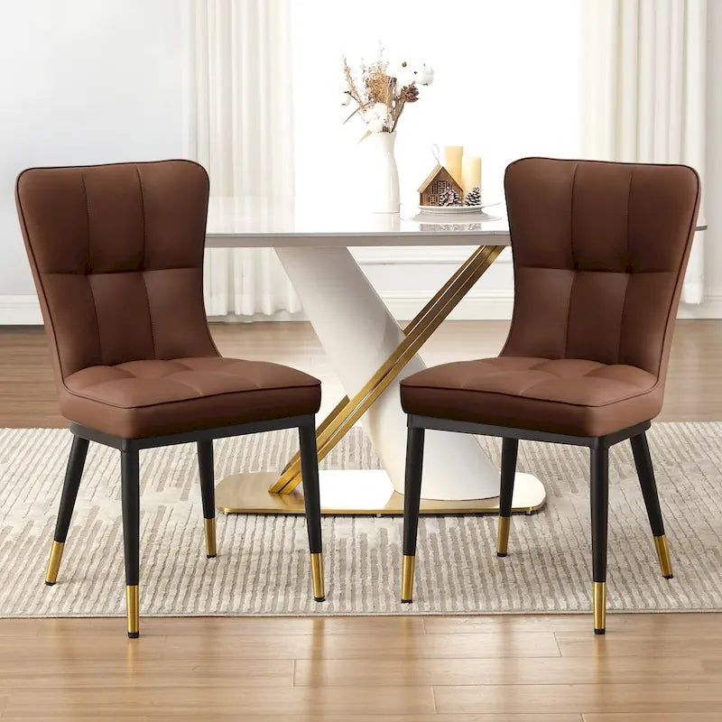 Upholstered Dining Chairs Set of 2 with Metal Legs
