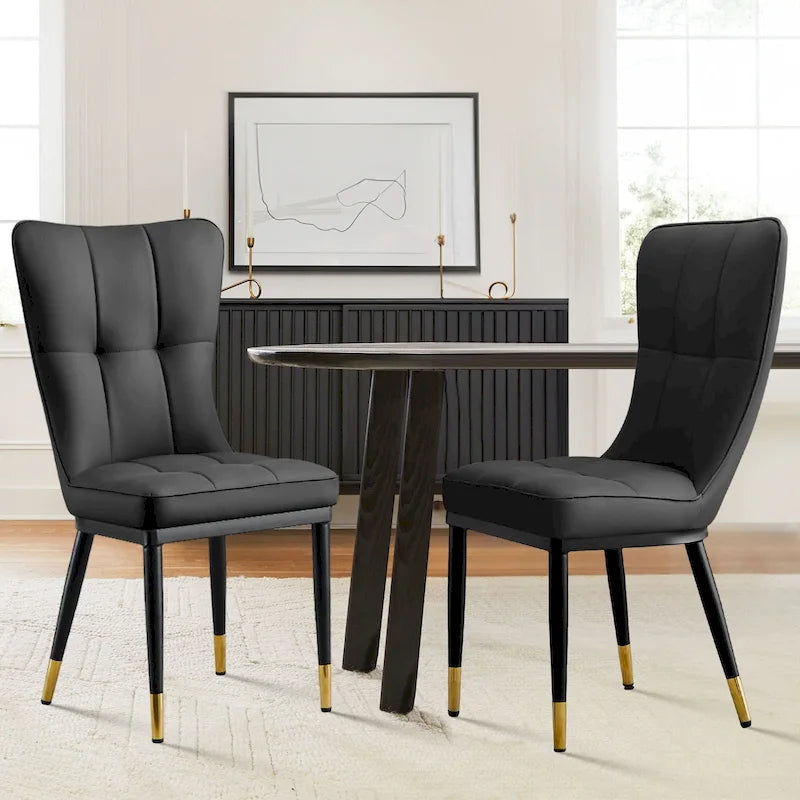 Upholstered Dining Chairs Set of 2 with Metal Legs