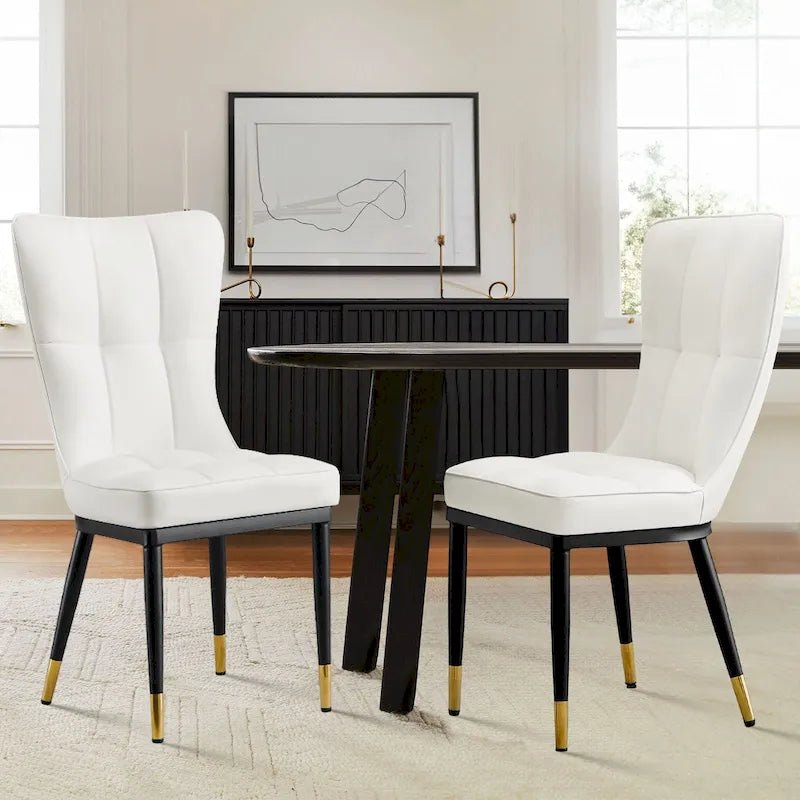 Upholstered Dining Chairs Set of 2 with Metal Legs