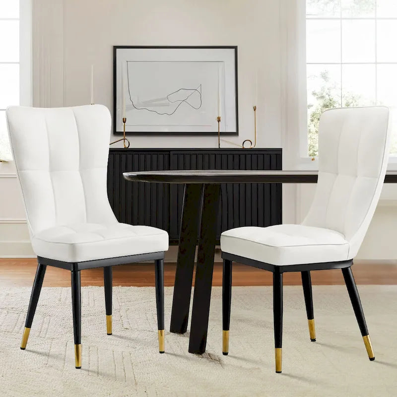 Upholstered Dining Chairs Set of 2 with Metal Legs