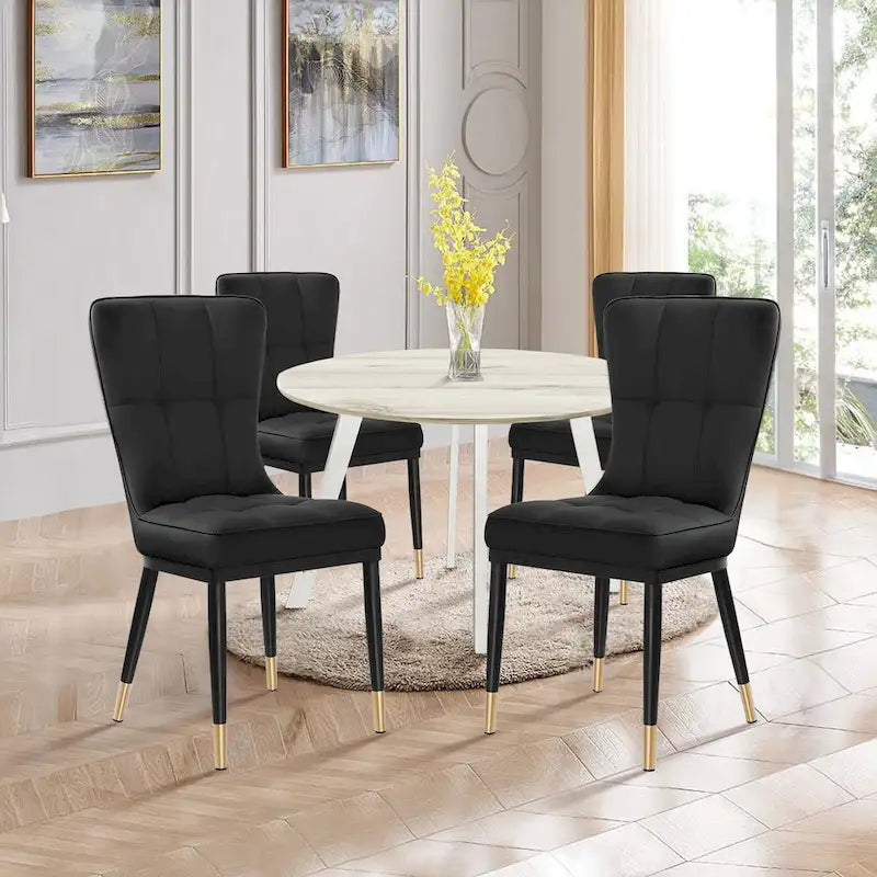 Upholstered Dining Chairs Set of 2 with Metal Legs
