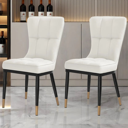 Upholstered Dining Chairs Set of 2 with Metal Legs