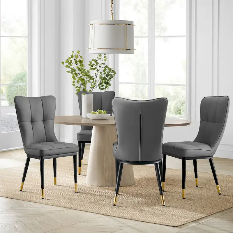 Upholstered Dining Chairs Set of 2 with Metal Legs