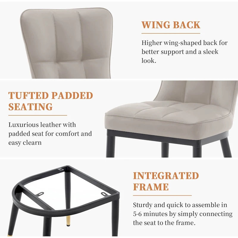 Upholstered Dining Chairs Set of 2 with Metal Legs