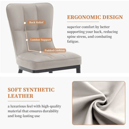 Upholstered Dining Chairs Set of 2 with Metal Legs