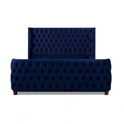 Chateau Velvet Upholstered Tufted Sheltered Panel Bed Set