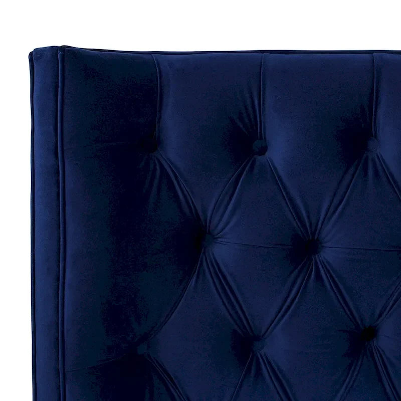 Chateau Velvet Upholstered Tufted Sheltered Panel Bed Set