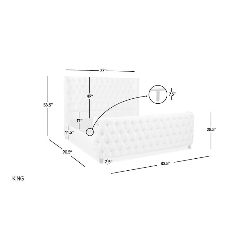 Chateau Velvet Upholstered Tufted Sheltered Panel Bed Set