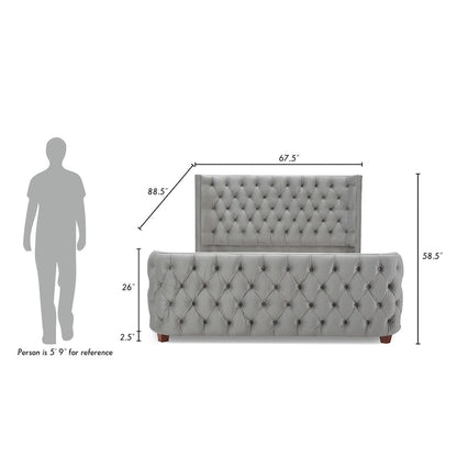 Chateau Velvet Upholstered Tufted Sheltered Panel Bed Set