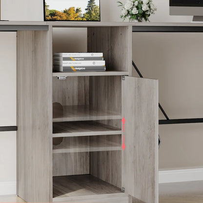 60 L Shaped Desk with Storage Cabinet Office Computer Desk