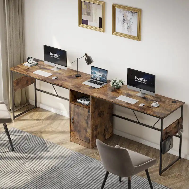 60 L Shaped Desk with Storage Cabinet Office Computer Desk