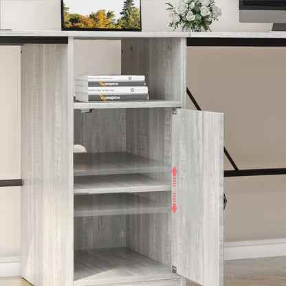 60 L Shaped Desk with Storage Cabinet Office Computer Desk