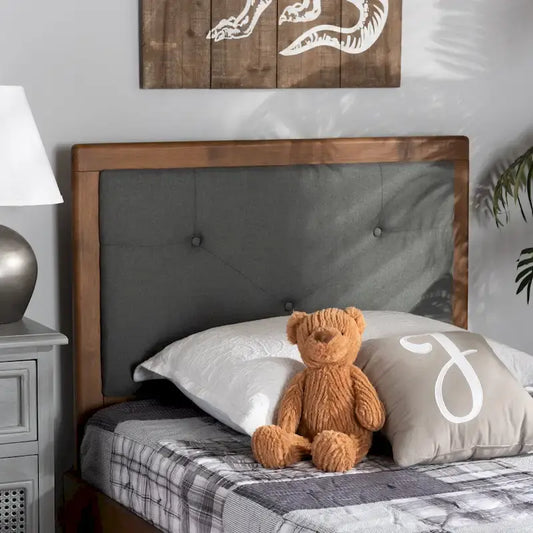 Abner Modern and Contemporary Fabric and Wood Headboard Dark Grey