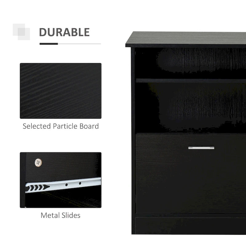 HOMCOM Computer Desk with Printer Cabinet, L-Shaped Corner Desk with Storage, Study PC Workstation for Home Office