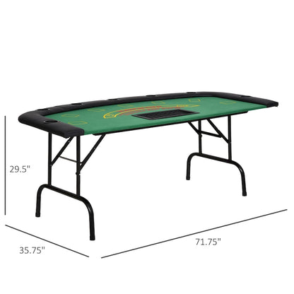 HomCom 72 7 Player Foldable Half Poker Table - Blue/Black