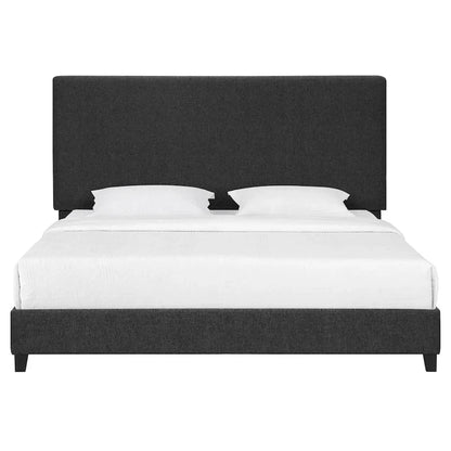 Bridgevine Home Tall Dark Grey Upholstered Panel Platform Bed
