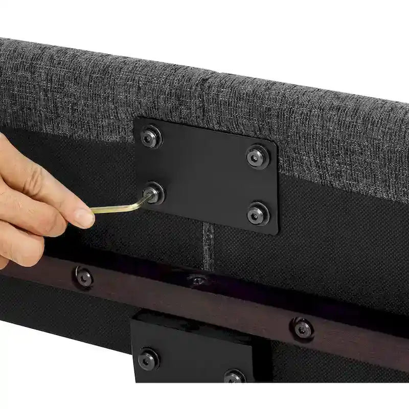 Bridgevine Home Tall Dark Grey Upholstered Panel Platform Bed