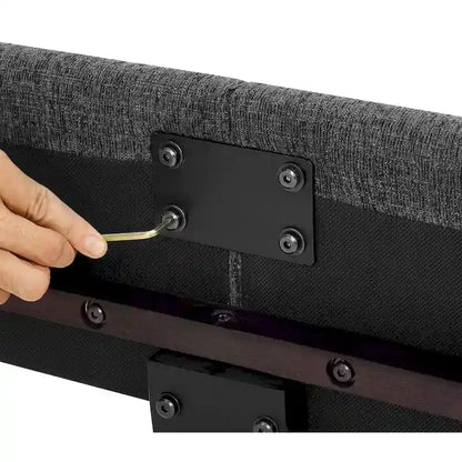 Bridgevine Home Tall Dark Grey Upholstered Panel Platform Bed