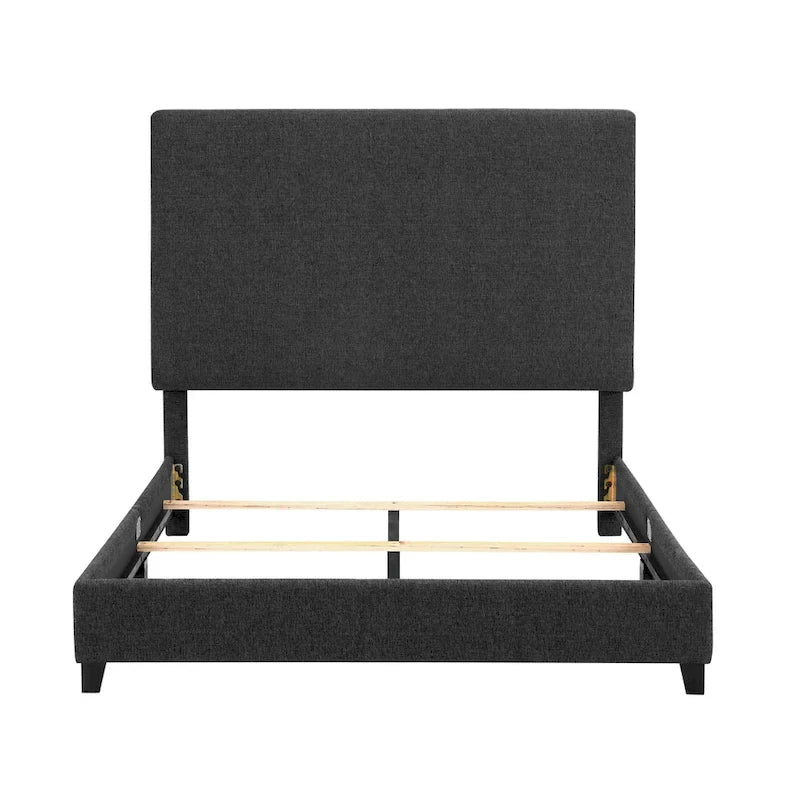 Bridgevine Home Tall Dark Grey Upholstered Panel Platform Bed