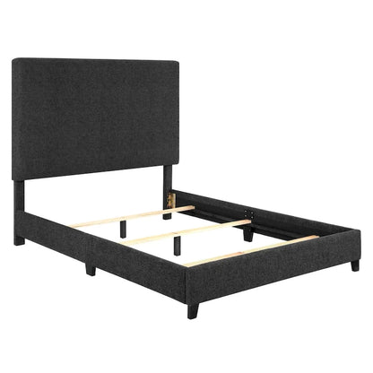 Bridgevine Home Tall Dark Grey Upholstered Panel Platform Bed