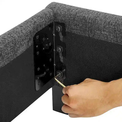 Bridgevine Home Tall Dark Grey Upholstered Panel Platform Bed