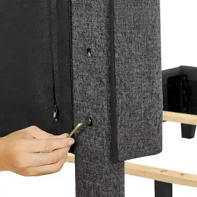 Bridgevine Home Tall Dark Grey Upholstered Panel Platform Bed