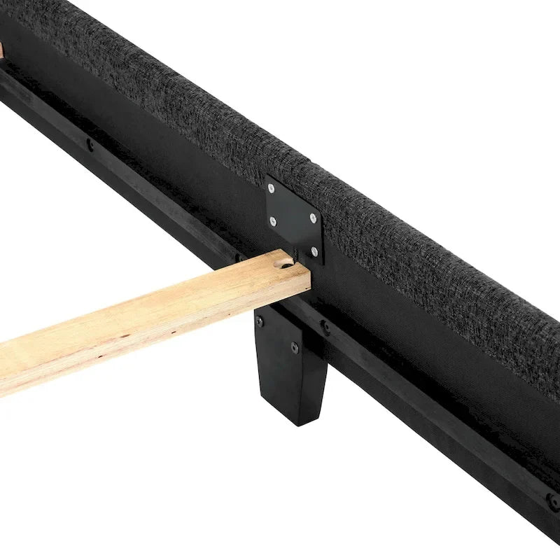 Bridgevine Home Tall Dark Grey Upholstered Panel Platform Bed