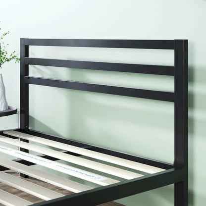 Priage by ZINUS Black Metal Platform Bed Frame with Headboard