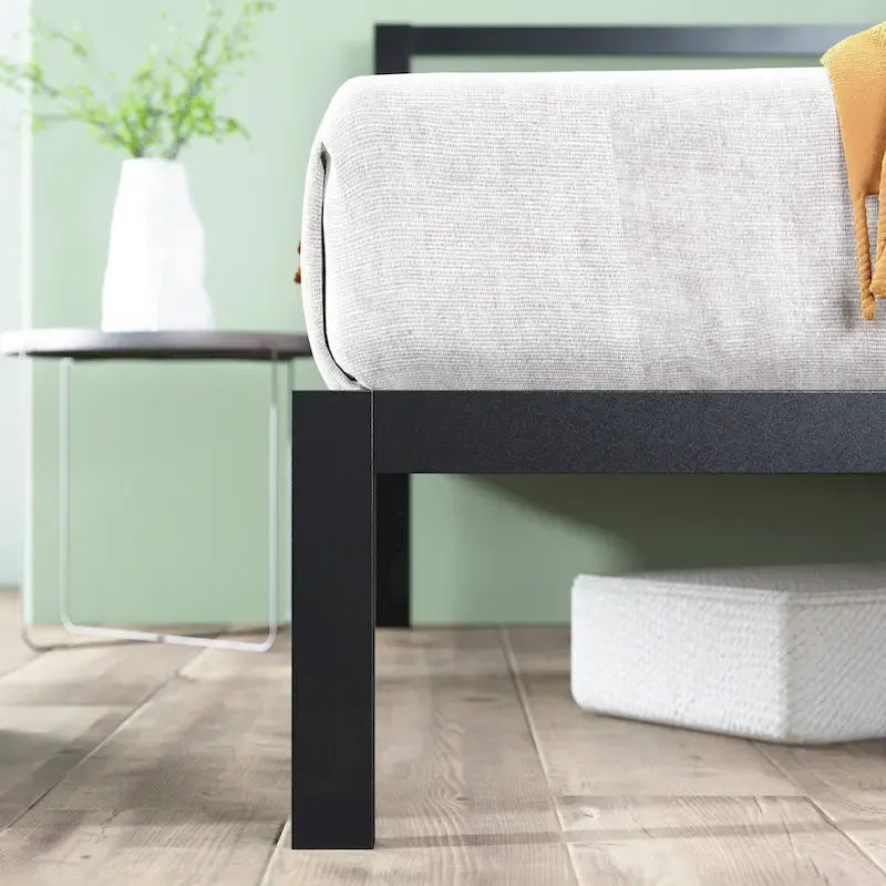 Priage by ZINUS Black Metal Platform Bed Frame with Headboard