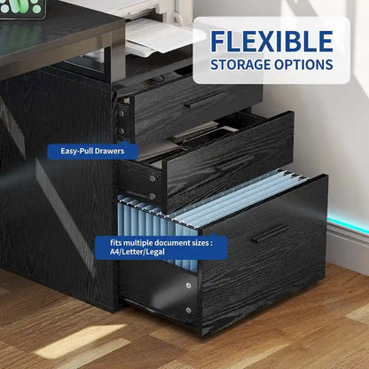 Moasis L Shaped Gaming Desk LED 65 Inch Computer Corner Desk with Monitor Stand and Storage Cabinet