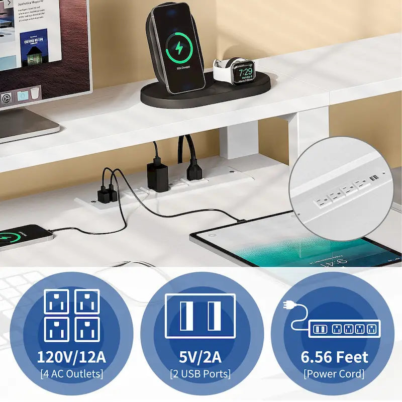 Moasis L Shaped Gaming Desk LED 65 Inch Computer Corner Desk with Monitor Stand and Storage Cabinet