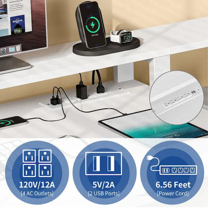 Moasis L Shaped Gaming Desk LED 65 Inch Computer Corner Desk with Monitor Stand and Storage Cabinet